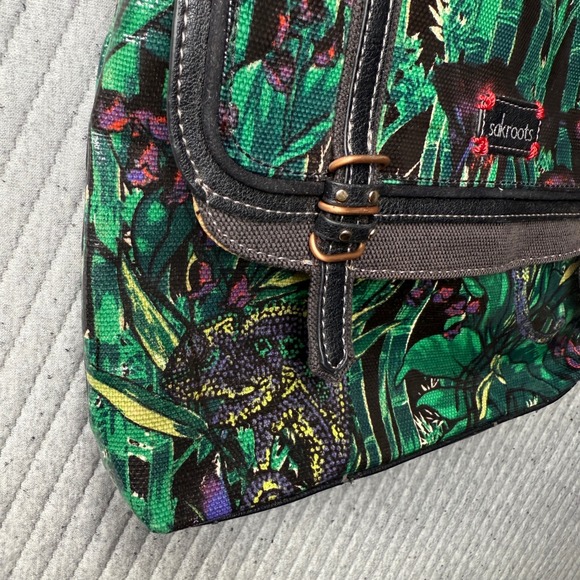 Sakroots Bamboo Jungle Coated Canvas Crossbody Purse Bag SAK Pockets‎ Adjustable - Picture 4 of 10